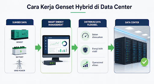 cara kerja genset hybrid di data center
