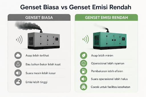 genset biasa vs genset emisi rendah