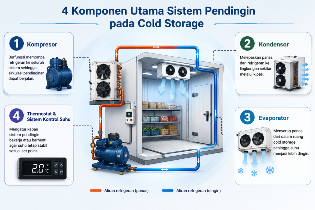 komponen utama sistem pendingin pada cold storage