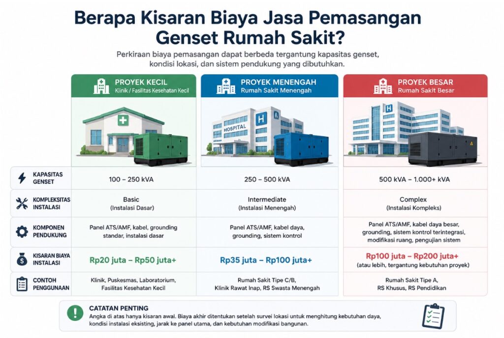 Berapa Kisaran Biaya Jasa Pemasangan Genset Rumah Sakit?