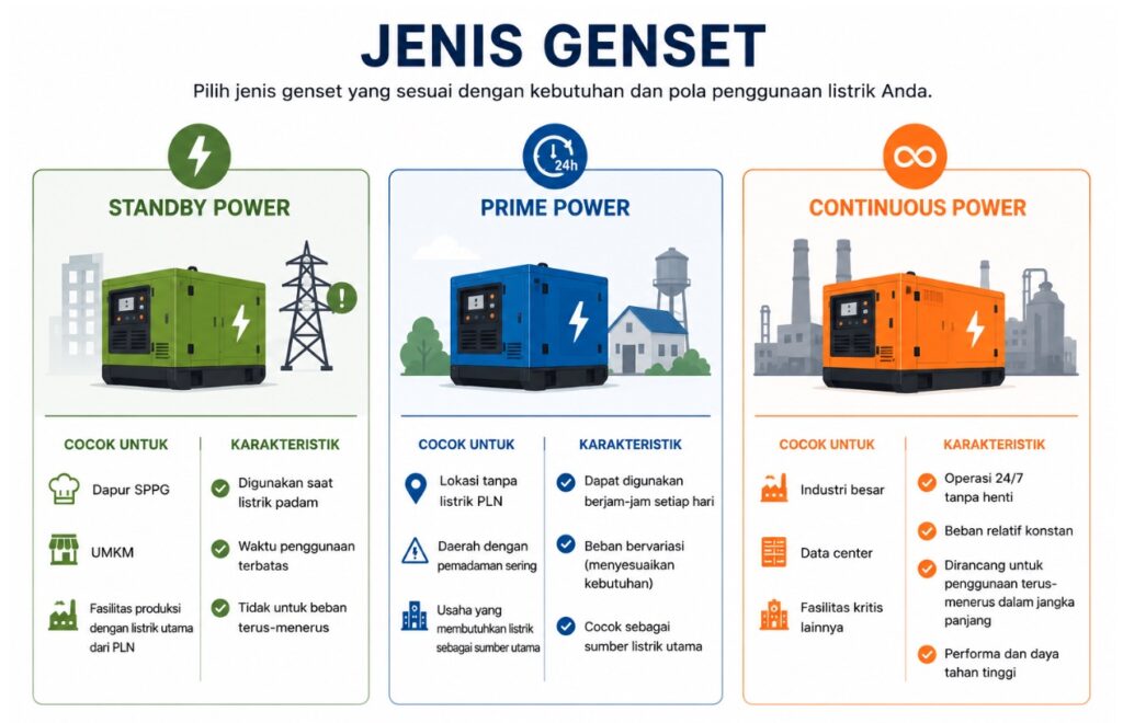 jenis genset berdasarkan power