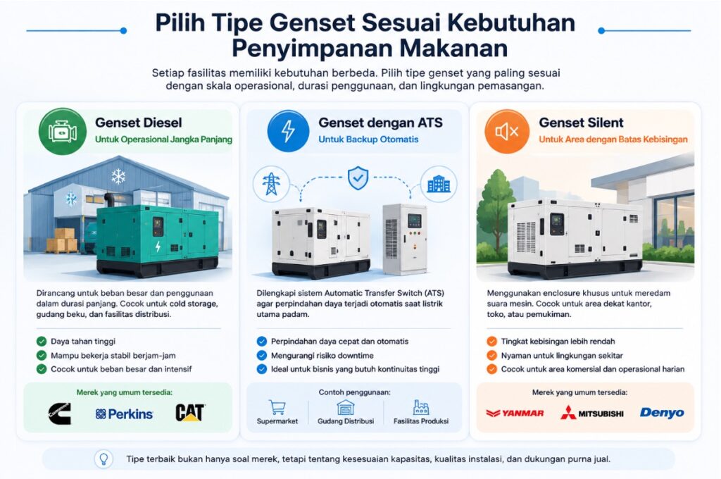 tipe genset penyimpanan makanan