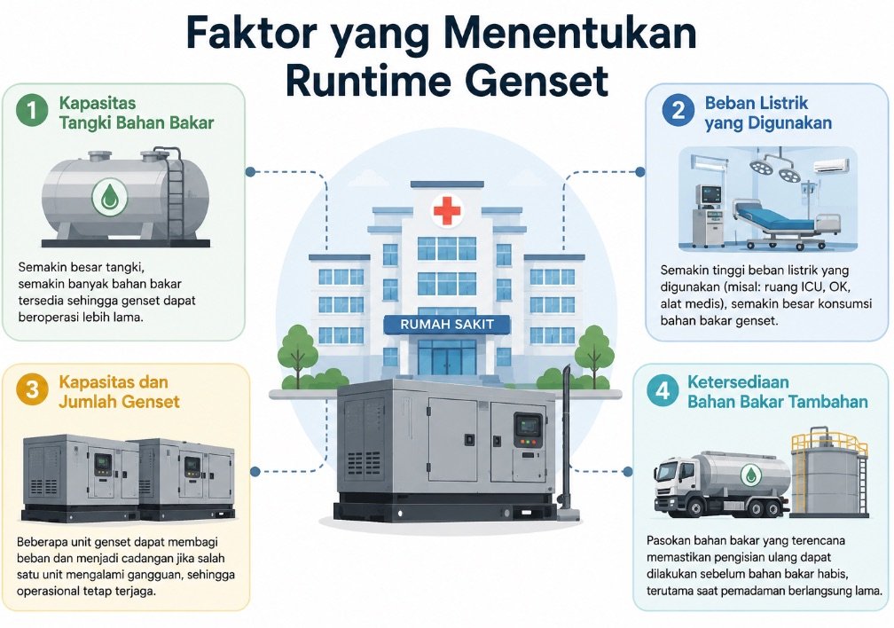 Faktor yang menentukan runtime genset