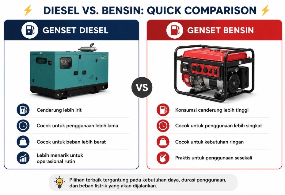 genset diesel vs bensin