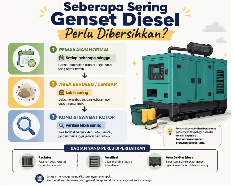 seberapa sering genset diesel perlu dibersihkan