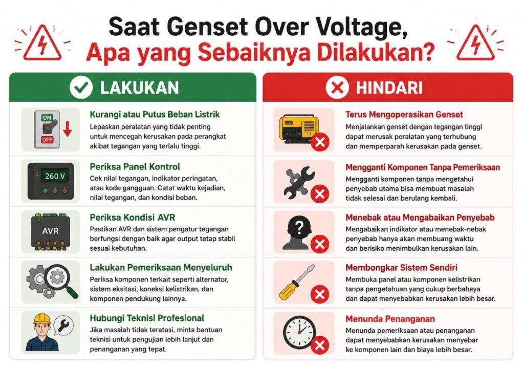 yang seharusnya dilakukan ketika genset over voltage