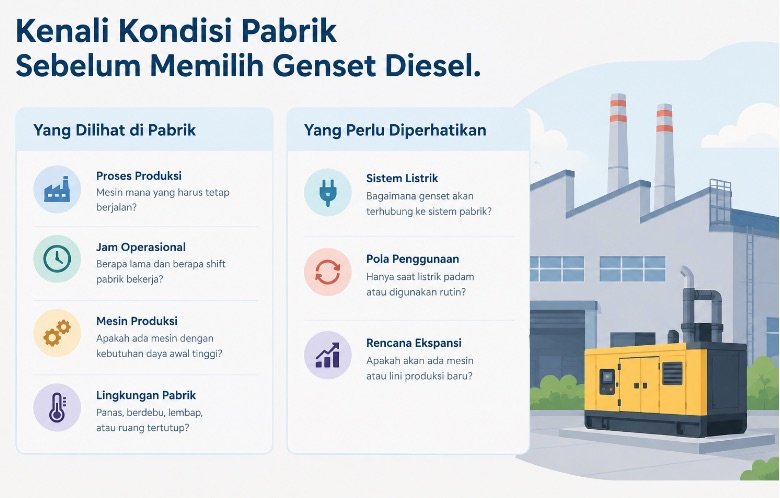 Kenali kondisi pabrik sebelum memilih genset