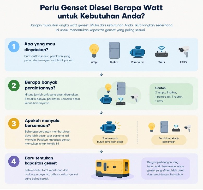 Perlu genset diesel berapa watt untuk kebutuhan