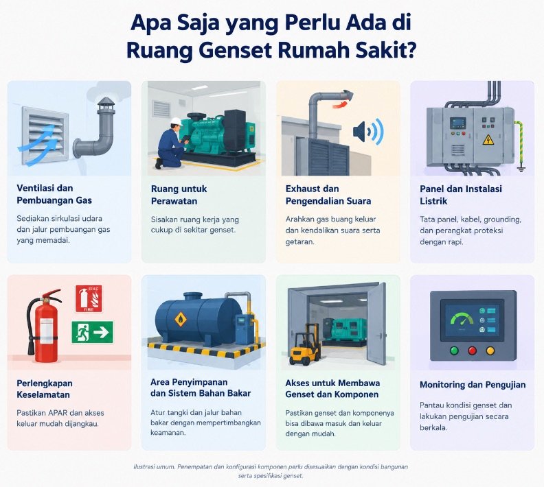 apa saja yang harus ada di ruang genset rumah sakit